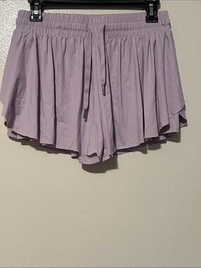 Women's Lilac Athletic Flow Shorts with Drawstring Waist